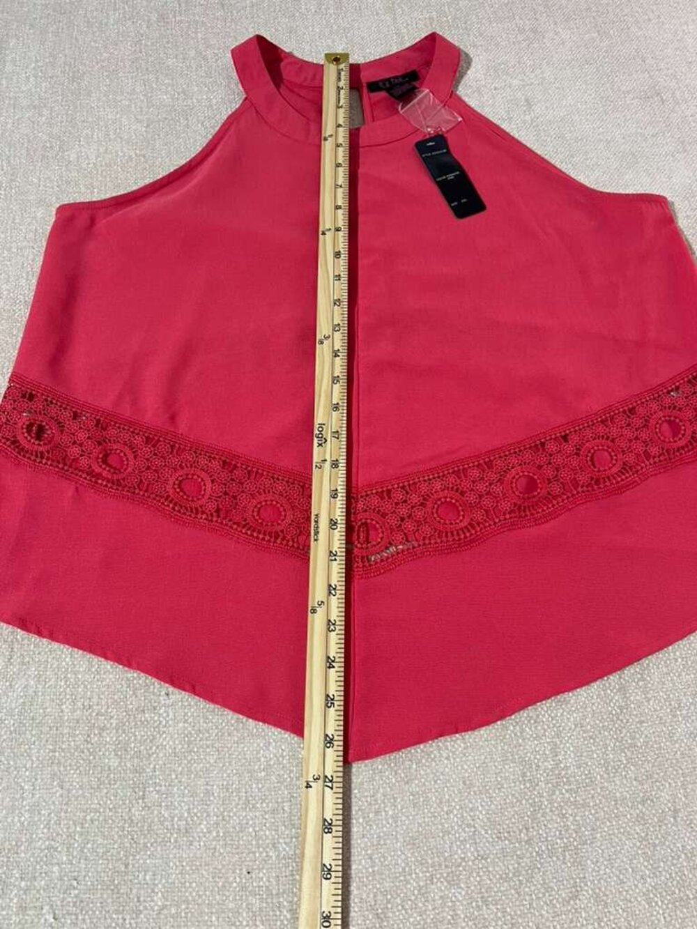 Pink Halter Crochet Lace Sleeveless Flowy Blouse XXL NWT - Picture 4 of 5